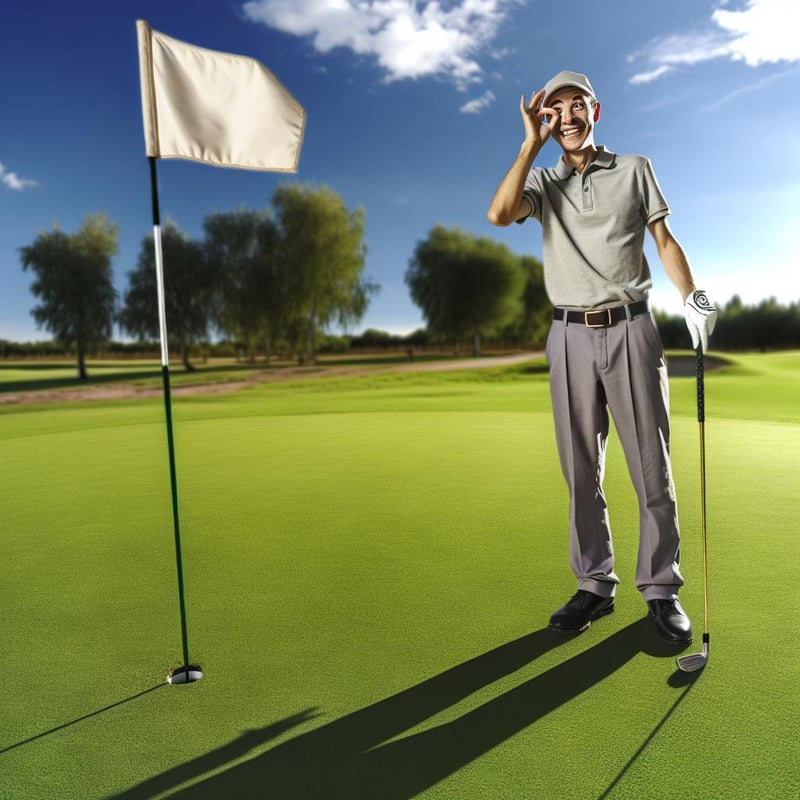 A golfer that is smiling on the green